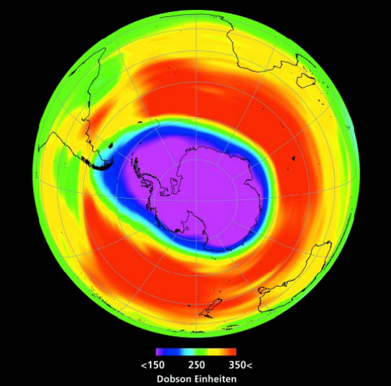 Il buco nell'Ozono sopra l'Antartide, ripreso nel settembre del 2000
